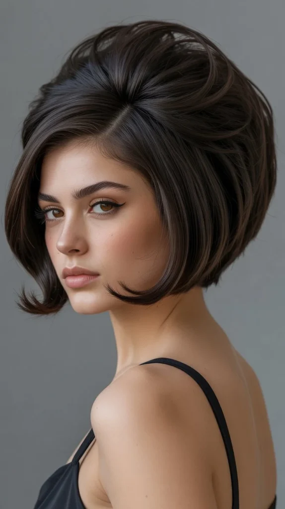Inverted Bob with Volume Crown Teasing