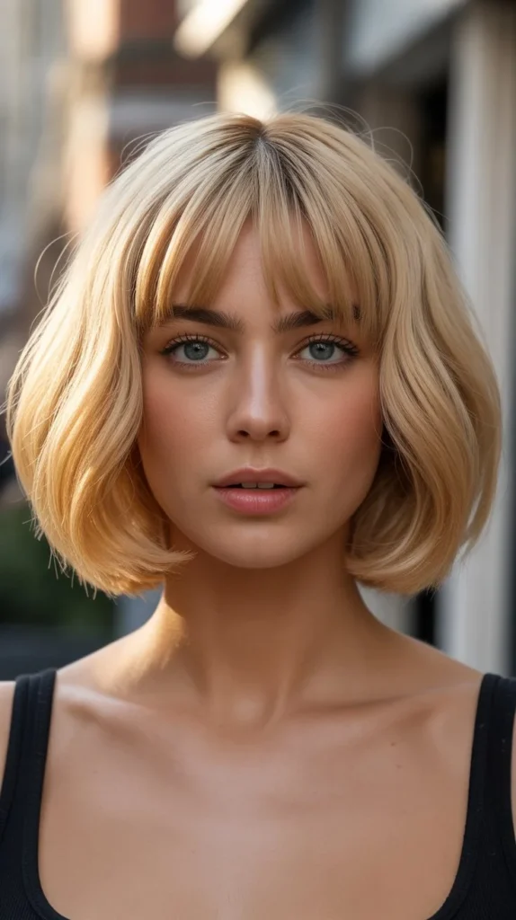 Inverted Bob with Curtain Bangs