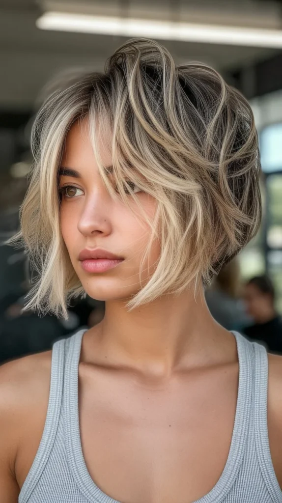 Shaggy Inverted Bob with Texture