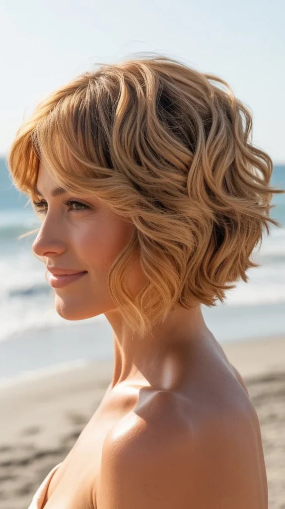 Inverted Bob with Textured Beach Waves