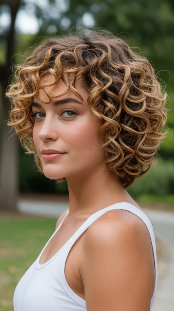 Curly Inverted Bob with Layered Stacking