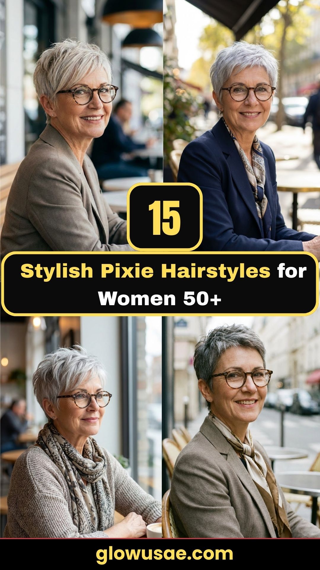 15 Stylish Pixie Hairstyles for Women 50+ with Glasses