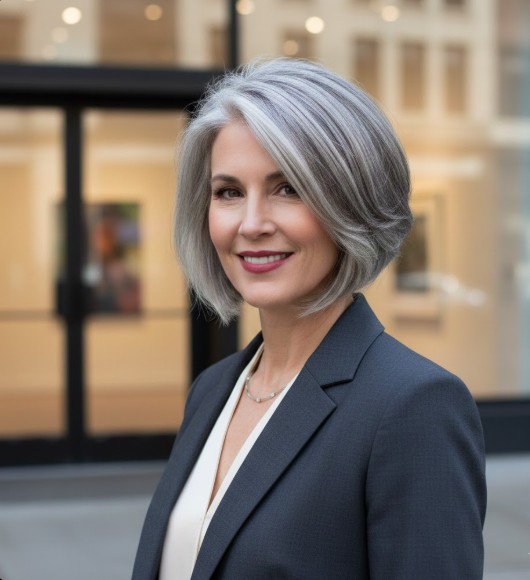 Angled Bob with Natural Gray