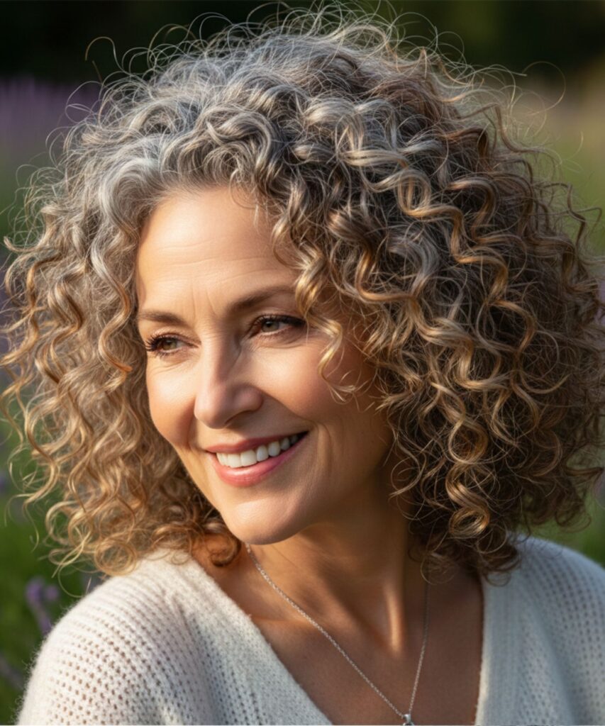 Big Curly Hair with Lowlights