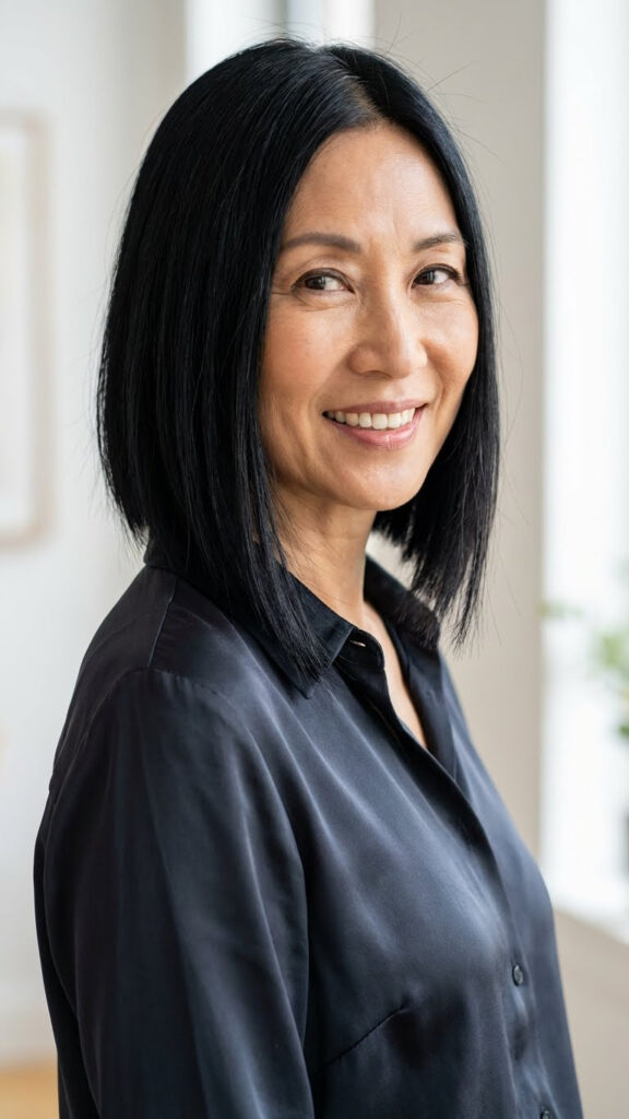 Black Sleek Bob with Razor-Cut Ends