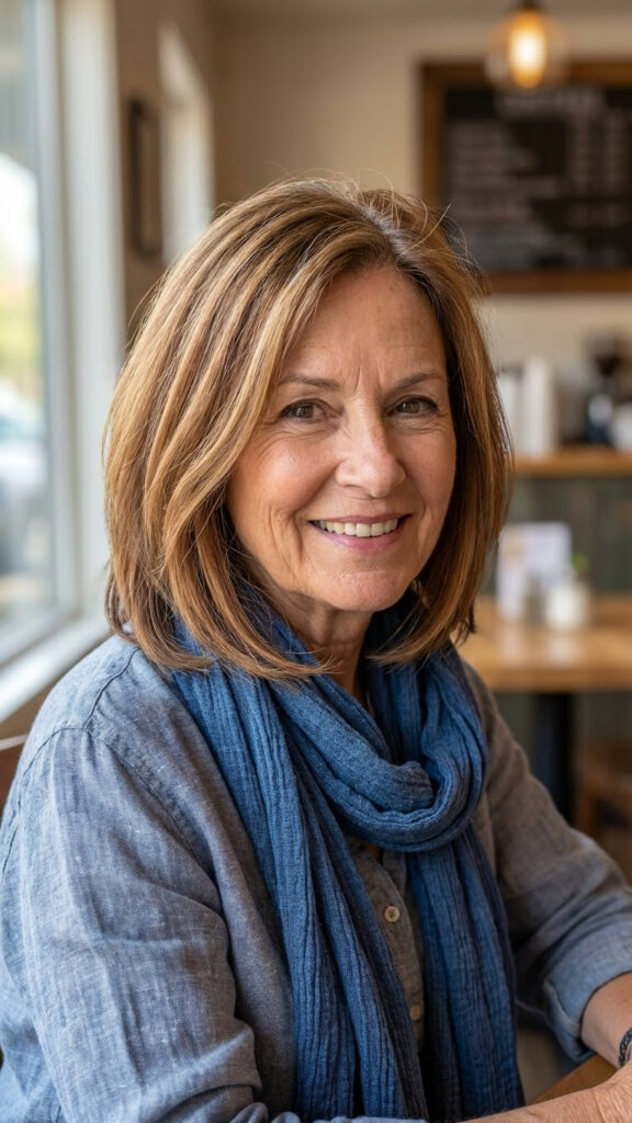 Caramel-Toned Asymmetrical Lob