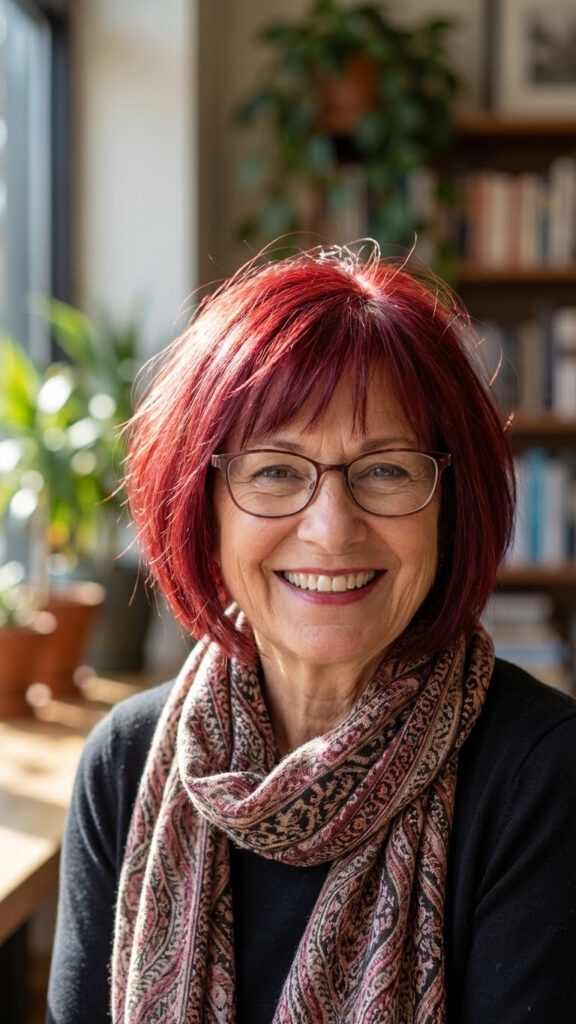 Cherry-Red A-Line Bob