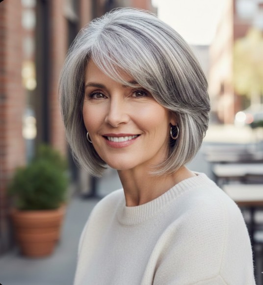 Chin-Length Bob with Side-Swept Bangs