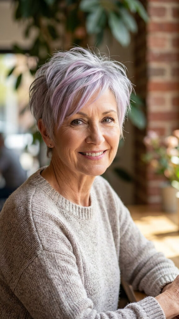 Choppy Pixie with Subtle Lavender Tones