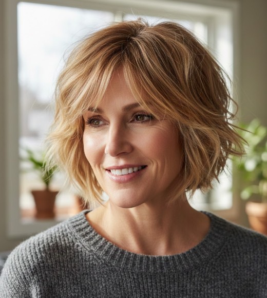 Choppy Shaggy Lob with Textured Ends