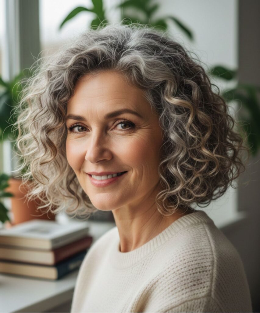 Curly Bob with a Defined Part