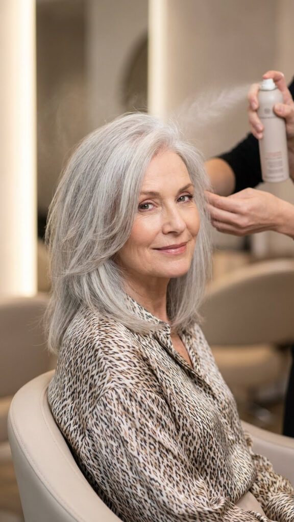 Deep Side Part with Volumizing Spray