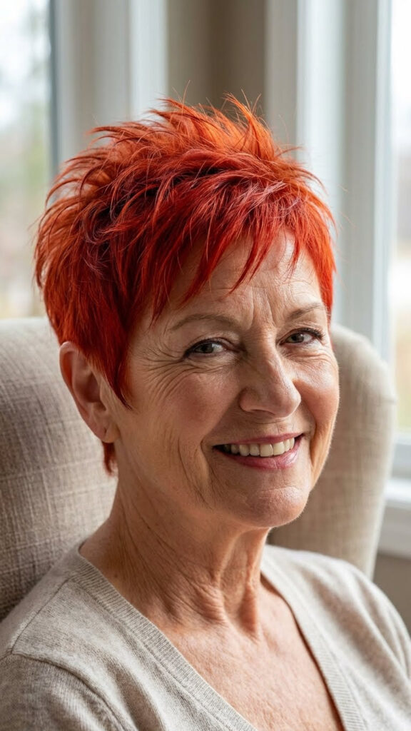 Fiery Red Pixie with a Textured Top