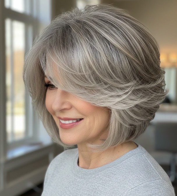 Glossy Jet Black with Sleek Waves