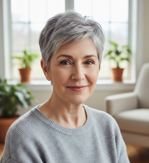 Gray Pixie with an Undercut