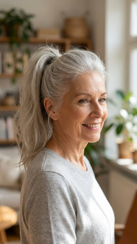 High Ponytail with Teased Crown