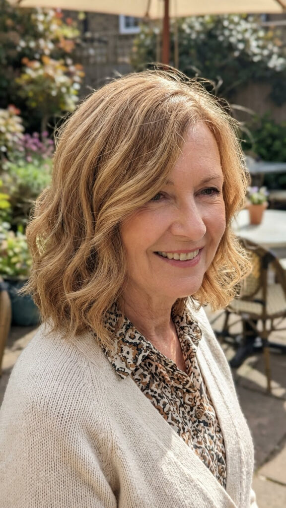 Honey Blonde Waves with a Side Part