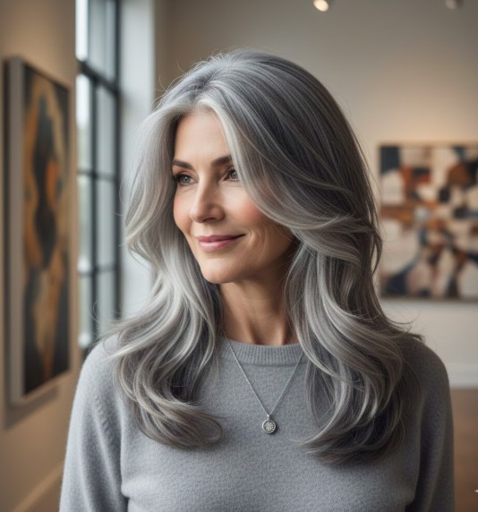 Long Layers with Multi-Tonal Gray Highlights