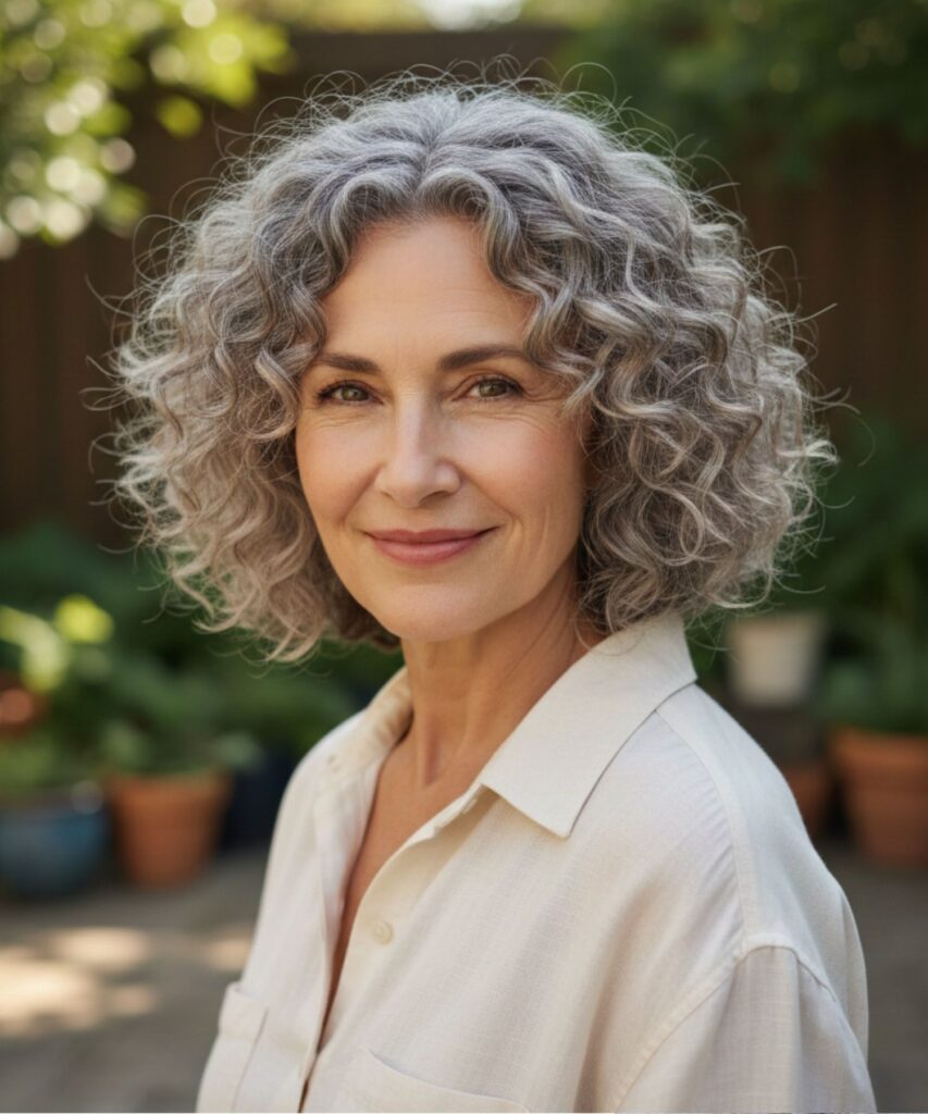 Natural Curl Bob with a Middle Part