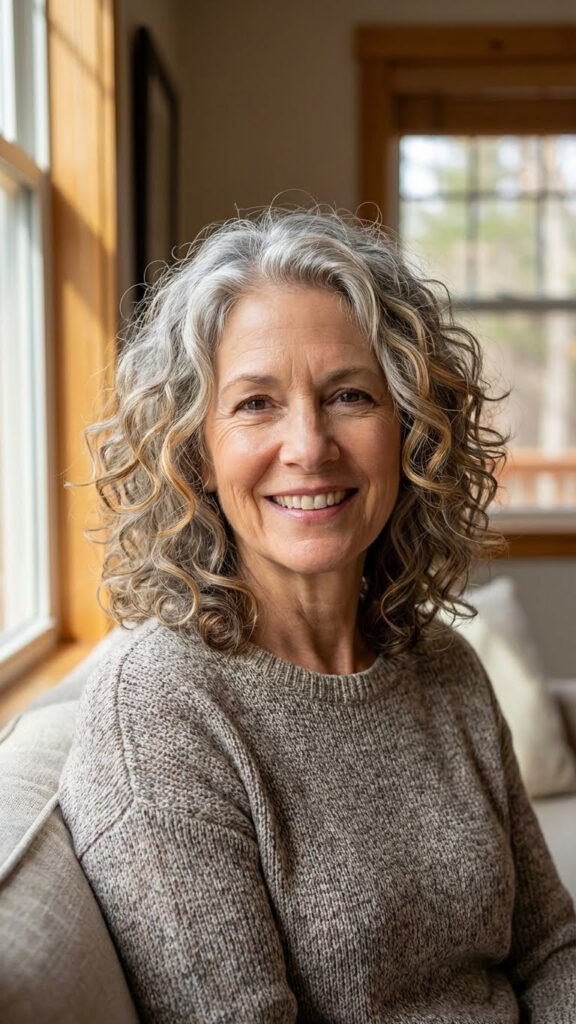  Natural Curls with Honey Highlights