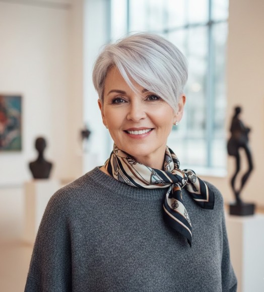 Pixie with Subtle Undercut and Bright Highlights