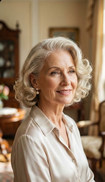 Retro Curls with a Side Part