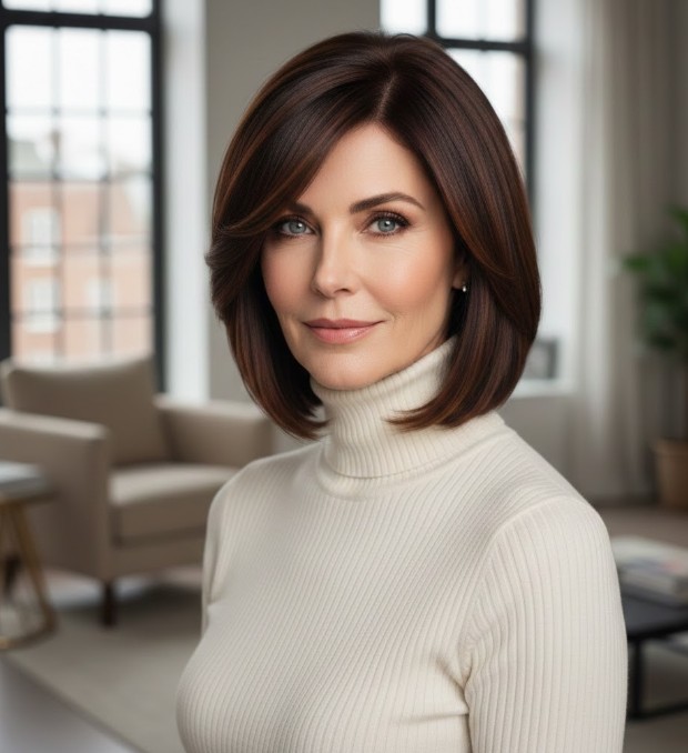  Rich Brunette Sleek Straight Layers