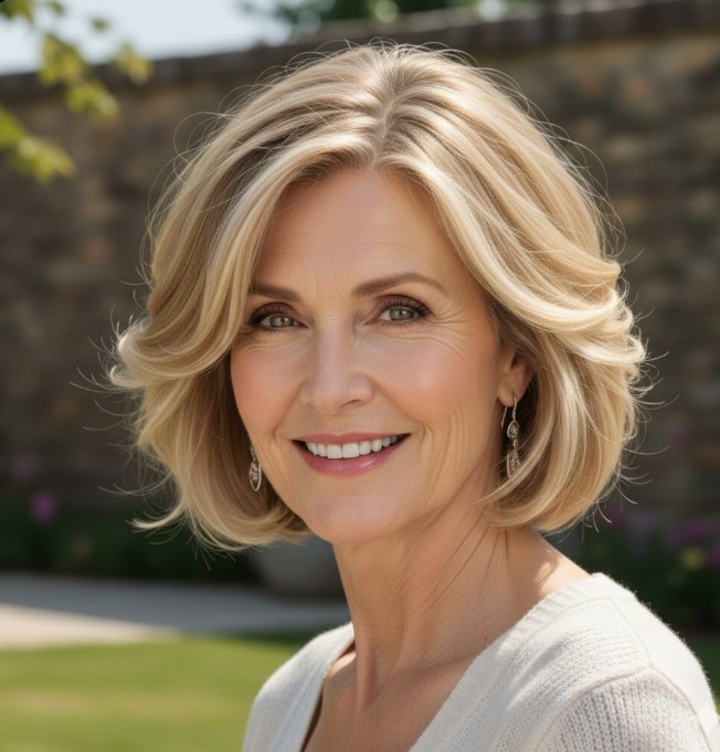 Sandy Blonde Bob with Flipped Ends