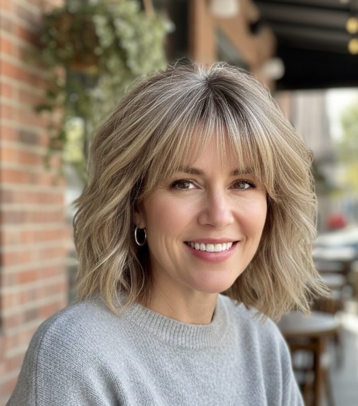 Shaggy Lob with Blunt Micro Bangs
