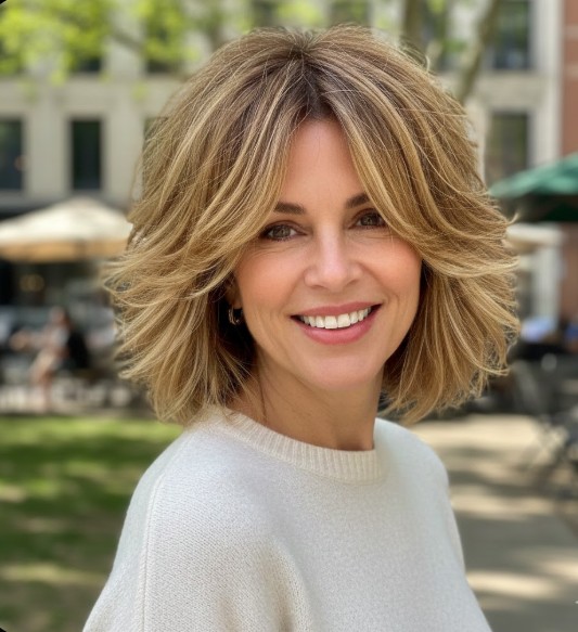 Shaggy Lob with Feathered Ends