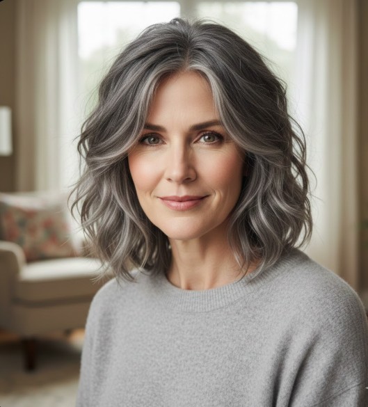 Shaggy Lob with Natural Gray