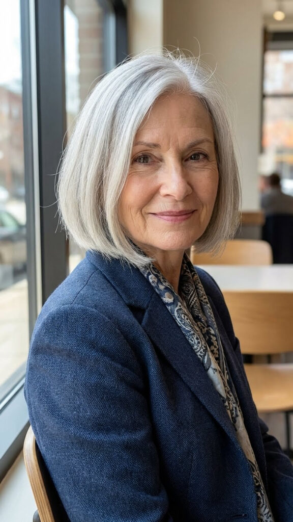  Short Blunt Cut with a Deep Side Part