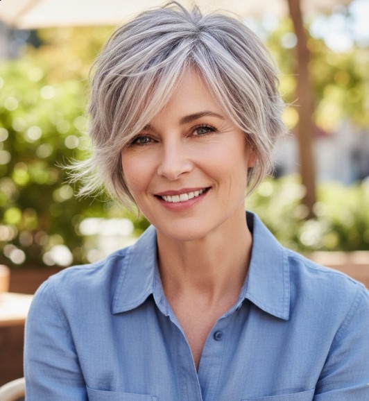 Short Shag with Side-Swept Bangs