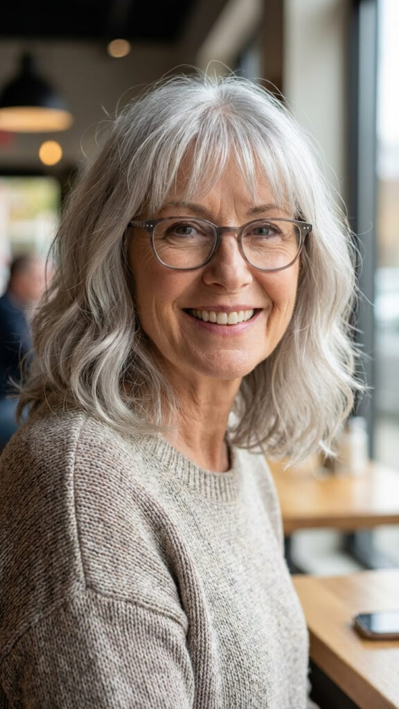 Shoulder-Length Waves with Fringe Bangs