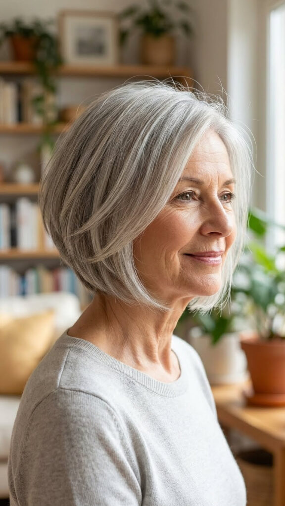 Silver Bob with a Stacked Back