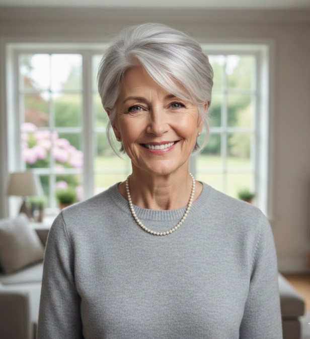 Silver Bob with a Stacked Back