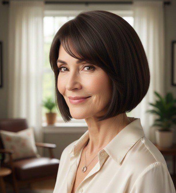 Sleek Bob with Bangs