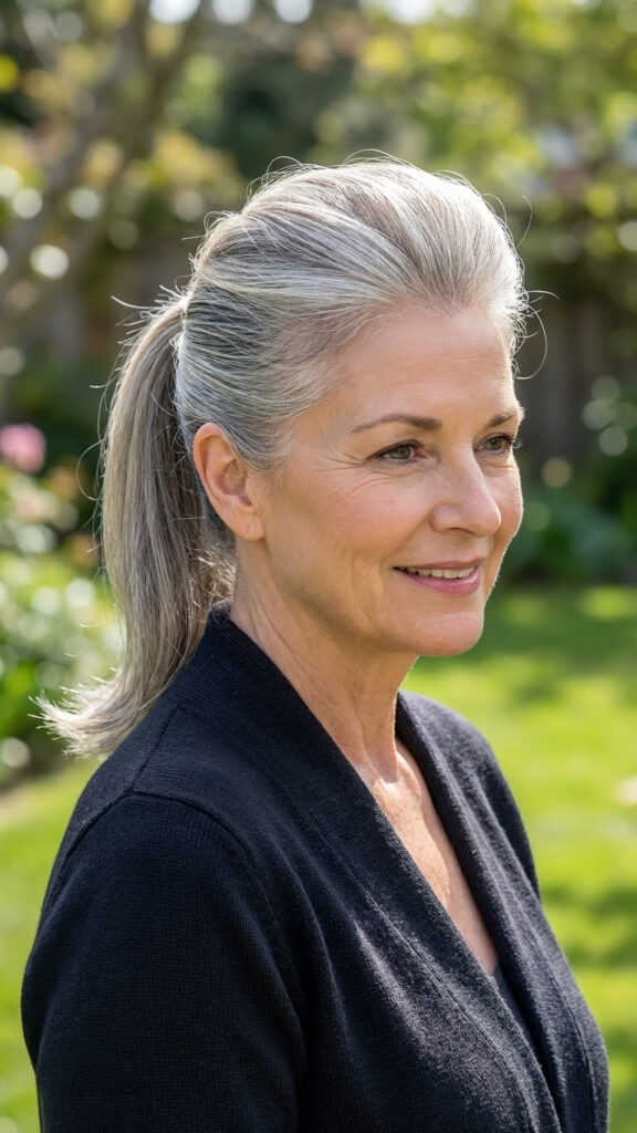 Slicked-Back Ponytail with Volume