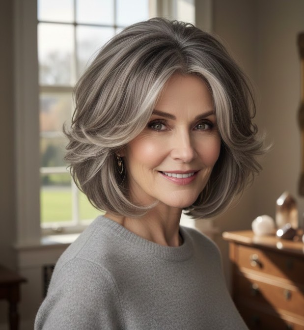 Smoky Quartz Layered Bob with Volume