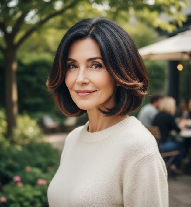 Soft Black Bob with Subtle Lowlights