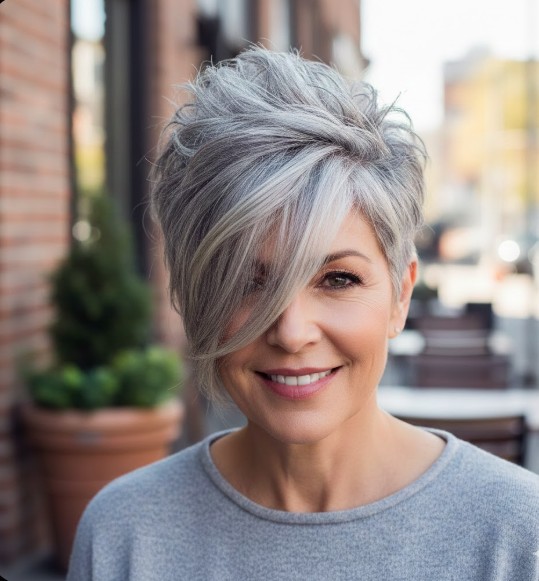 Spiky Pixie with Long Side Bangs