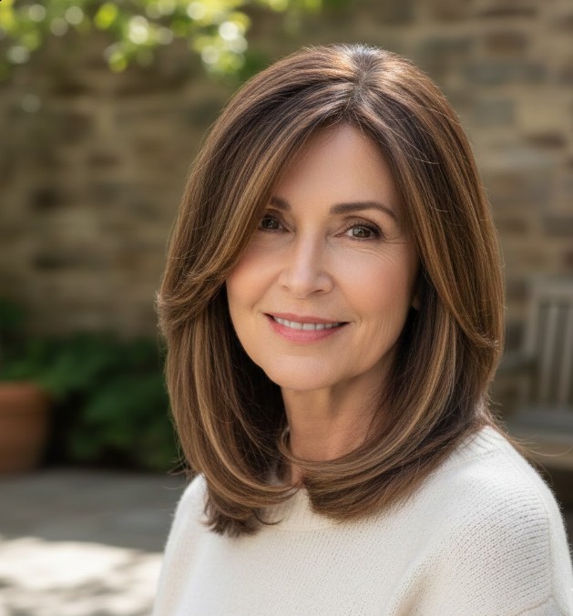 Straight Chocolate Brown Hair with Light Highlights