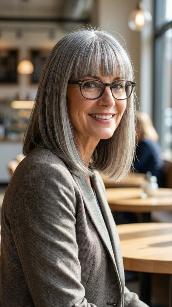 Straight Cut with Blunt Bangs