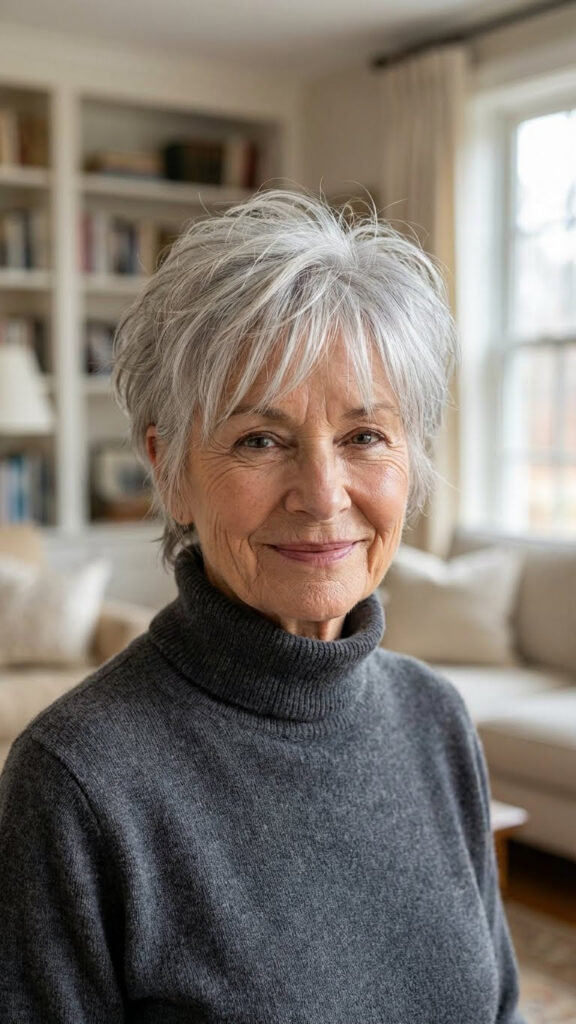 Textured Pixie with Long Piecey Bangs