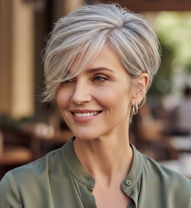 Textured Pixie with Side Part