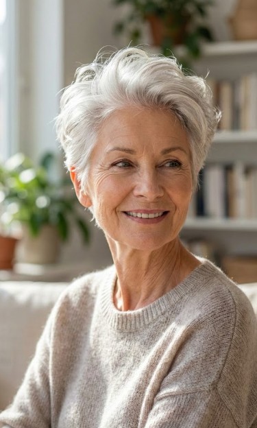 Tousled Pixie with Crown Volume