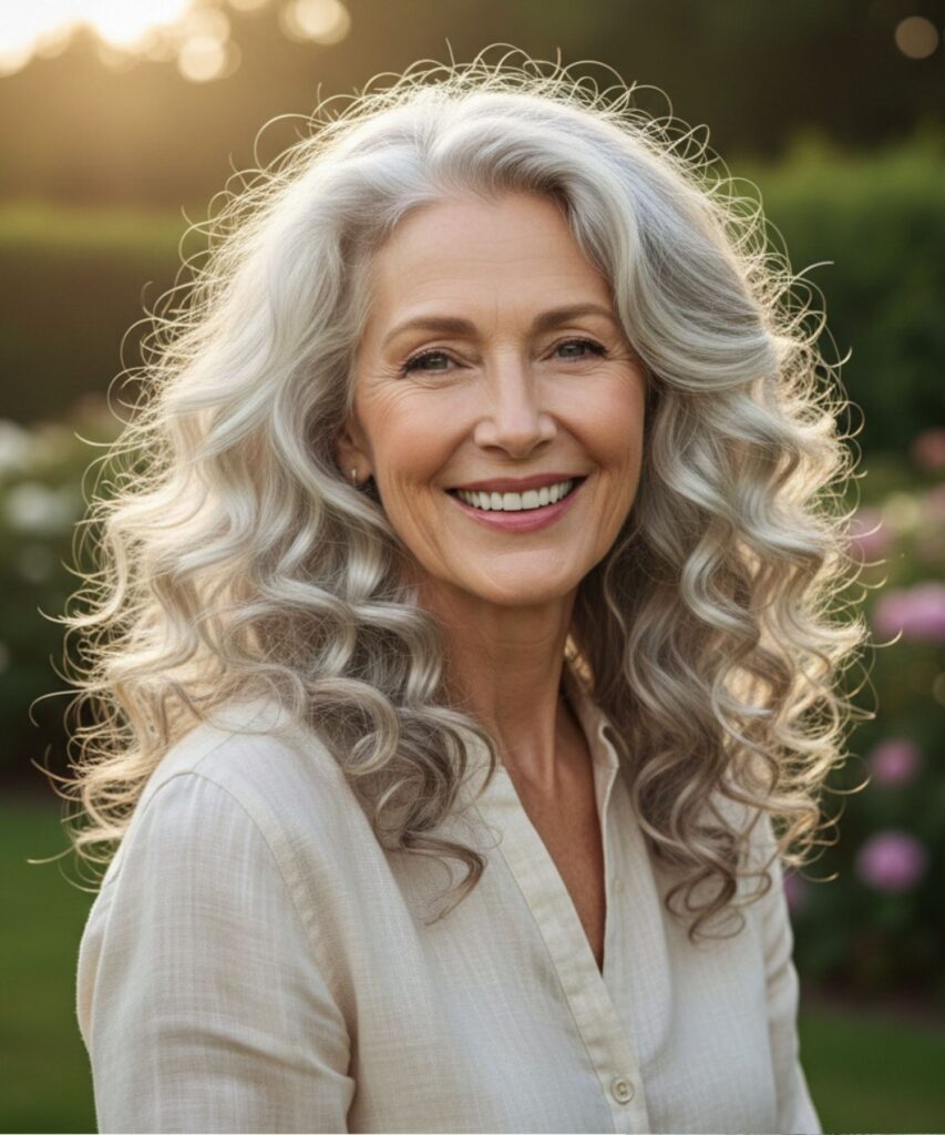 Voluminous Barrel Curls with a Center Part