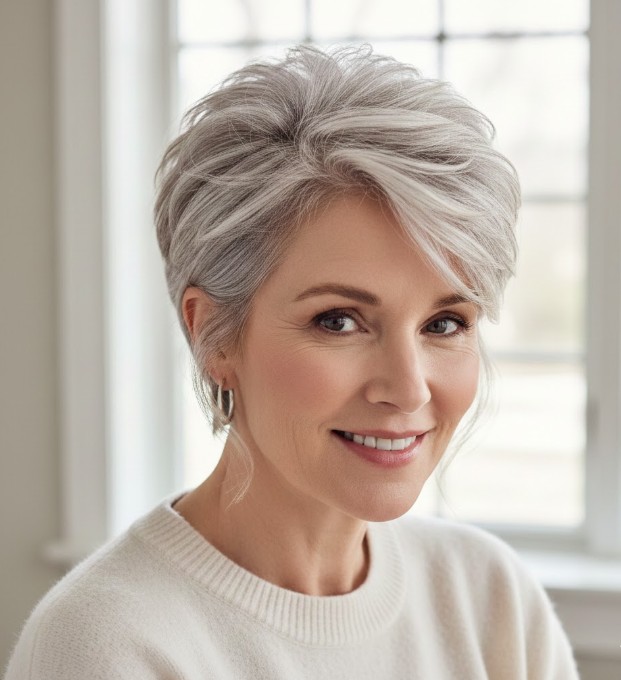 Voluminous Pixie with Rounded Top