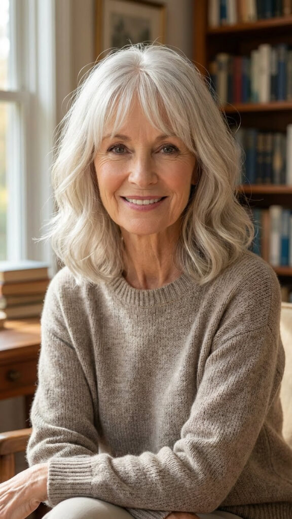 Wavy Lob with Curtain Bangs