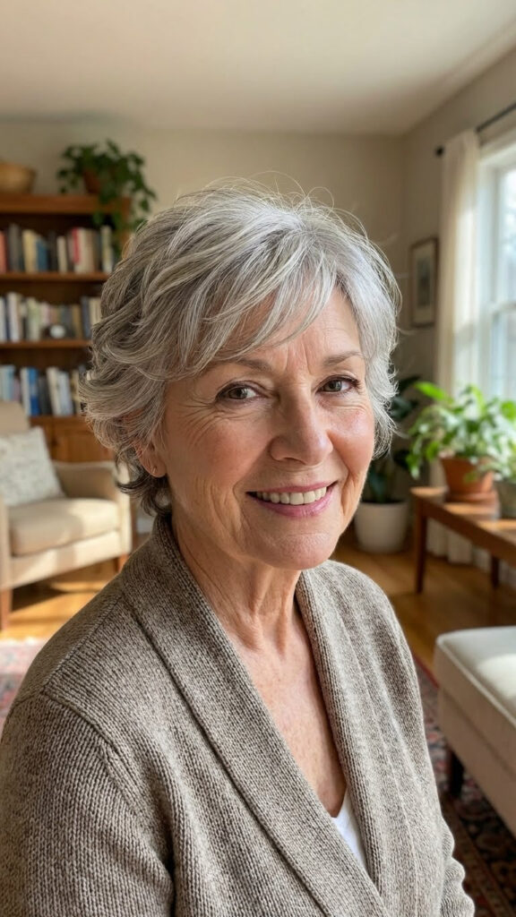 Wavy Pixie with Side-Swept Bangs